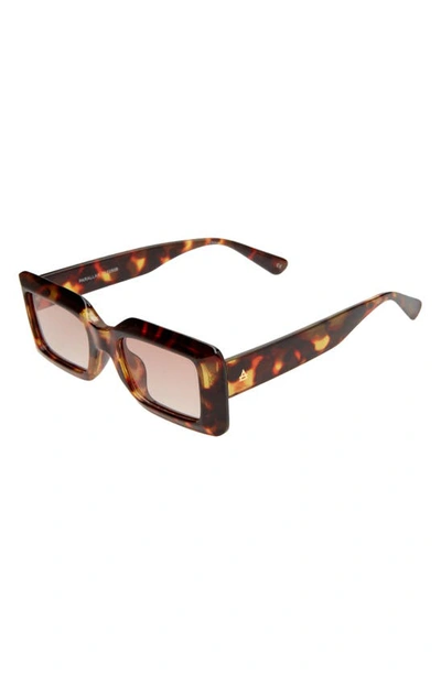 Shop Aire Parall 50mm Small Rectangular Sunglasses In Dark Tort / Brown Grad