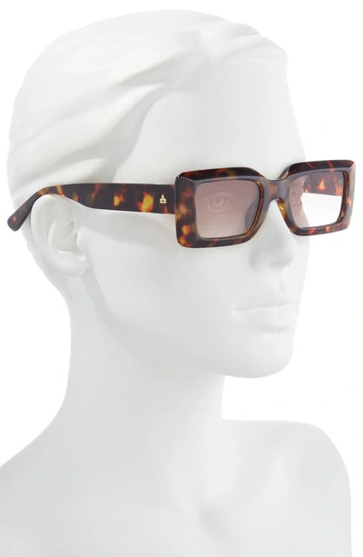 Shop Aire Parall 50mm Small Rectangular Sunglasses In Dark Tort / Brown Grad