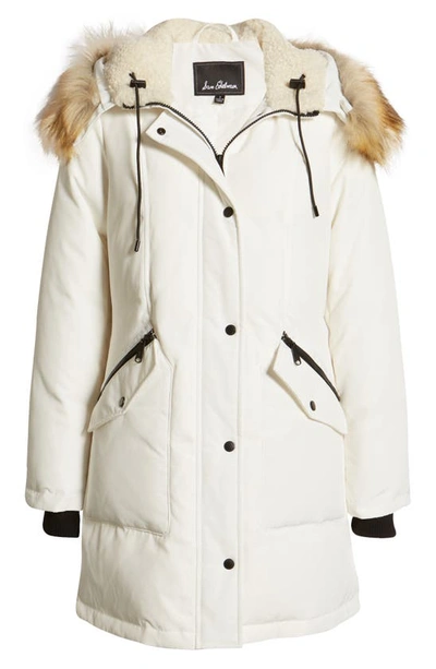 Shop Sam Edelman Hooded Down & Feather Fill Parka With Faux Fur Trim In White