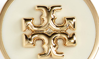 Shop Tory Burch Kira Enamel Circle Stud Earrings In Tory Gold / New Ivory