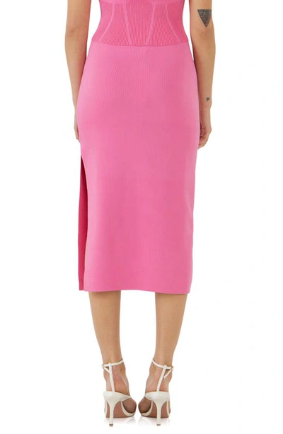 Endless Rose Side Slit Detailed Knit Midi Skirt In Pink