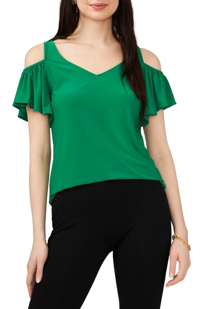 Shop Chaus V-neck Cold Shoulder Top In Green