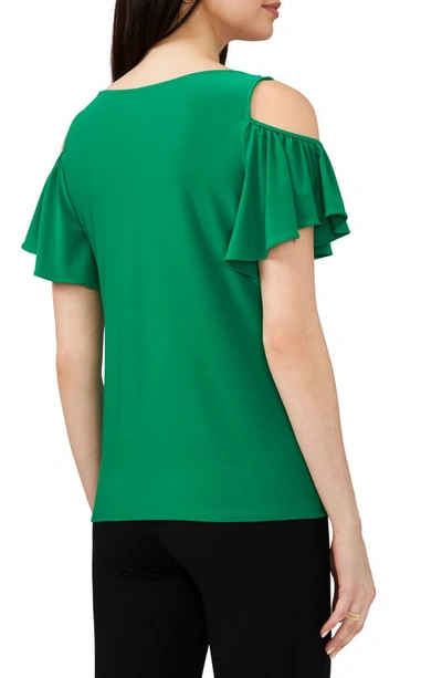 Chaus V-neck Cold Shoulder Top In Green