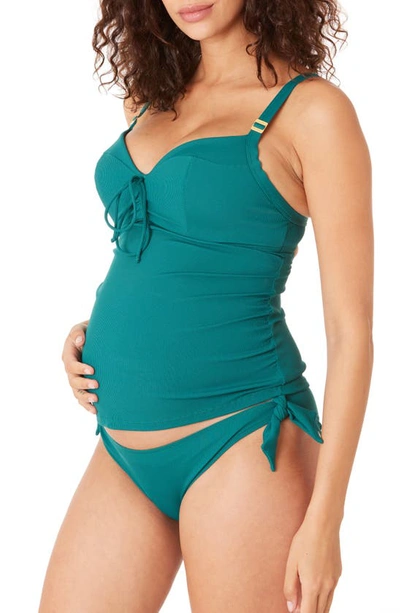 Shop Cache Coeur Porto Vecchio Maternity Tankini Swimsuit In Emerald