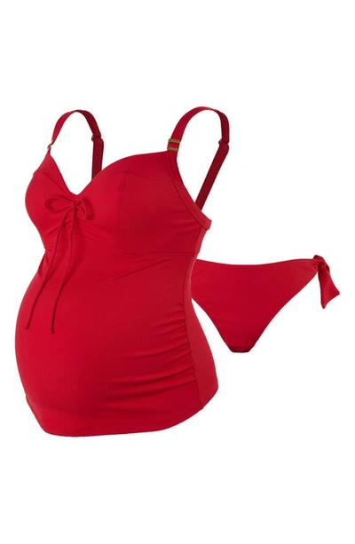 Cache Coeur Maternity Porto Vecchio Underwire Tankini Swimsuit In Red