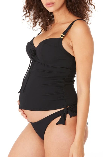 Shop Cache Coeur Porto Vecchio Maternity Tankini Swimsuit In Black