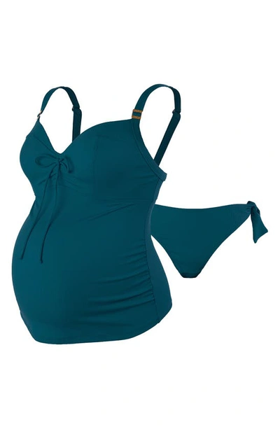 Shop Cache Coeur Porto Vecchio Maternity Tankini Swimsuit In Emerald