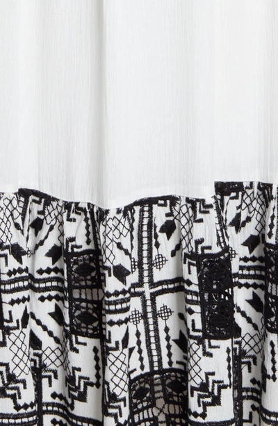 Shop Btfl-life Embroidered Long Sleeve Border Print Shift Dress In Black/ White