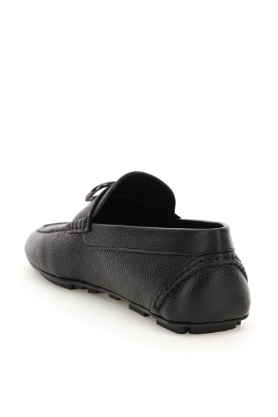 Shop Valentino Garavani Grained Leather Vlogo Signature Loafers In Black