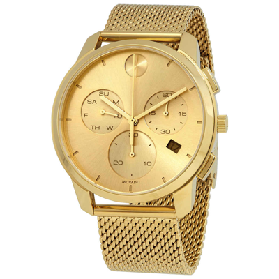 Shop Movado Bold Thin Chronograph Quartz Gold Dial Mens Watch 3600634 In Gold Tone,yellow