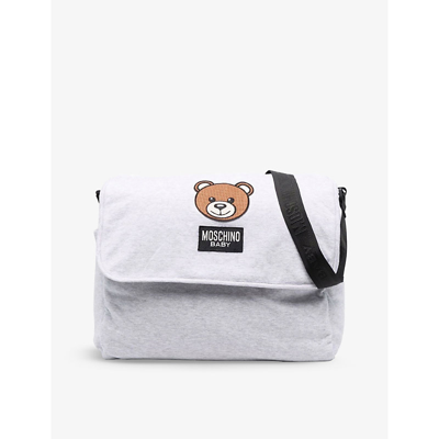 Shop Moschino Grey Toy Bear Logo-print Cotton Changing Bag