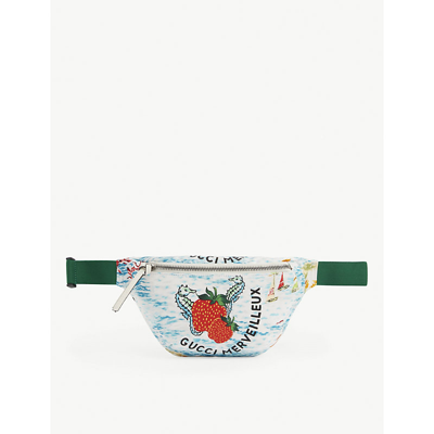 Shop Gucci Kids Strawberry-print Recycled-nylon Bumbag In Multi