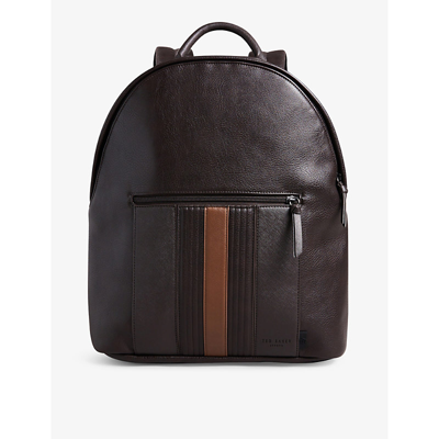 Shop Ted Baker Men's Brn-choc Esentle Stripe-design Faux-leather Backpack