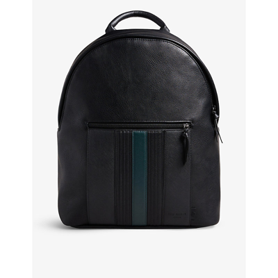 Shop Ted Baker Men's Black Esentle Stripe-design Faux-leather Backpack