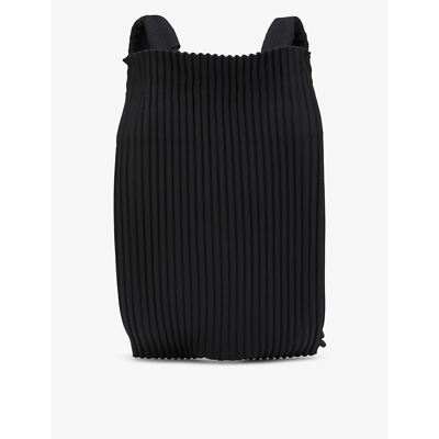 Shop Issey Miyake Pleated Woven Backpack In Black