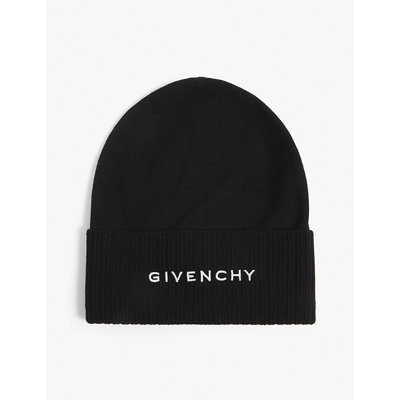 Shop Givenchy Logo-embroidered Wool Beanie In Blackembr White