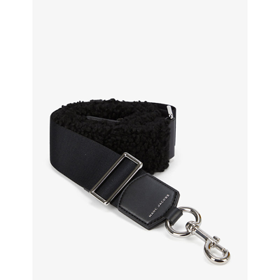 Shop Marc Jacobs Branded Faux-fur Bag Strap In Black