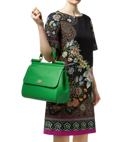 Shop Dolce & Gabbana Large Sicily Top Handle Bag In Green