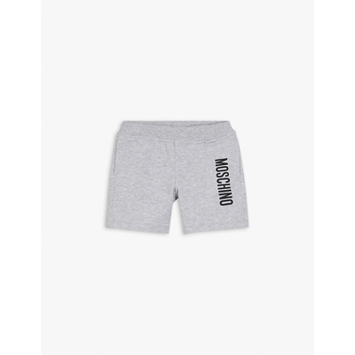 Shop Moschino Logo-print Stretch-cotton Shorts 3-36 Months In Grey