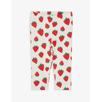 Shop Stella Mccartney White Strawberry Ribbed Stretch-cotton Leggings 3-36 Months 24 Months