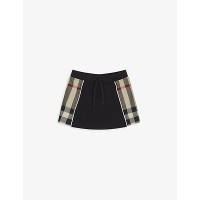 Shop Burberry Milly Checked Cotton Skirt 6-24 Months In Black