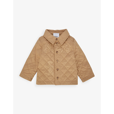 Shop Burberry Gulliver Quilted Cotton-twill Jacket 9-18 Months In Archive Beige