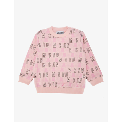 Shop Moschino Monogram-print Stretch-cotton Sweatshirt 3-36 Months In Pink