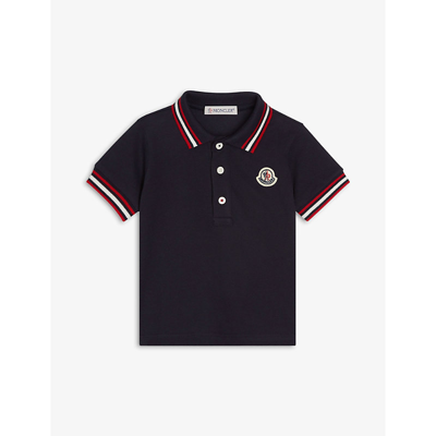 Shop Moncler Logo-patch Short-sleeve Stretch-cotton Polo Shirt 3-36 Months In Black