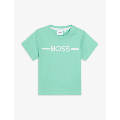 Hugo Boss Babies' Logo-print Cotton T-shirt 6 Months - 3 Years In Mint |  ModeSens