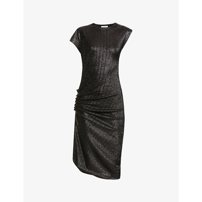 Shop Paco Rabanne Ruched Scoop-neck Stretch-knit Midi Dress In P001