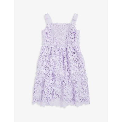 Shop Self-portrait Azaelea Floral-embroidered Lace Dress 4-12 Years In Lilac