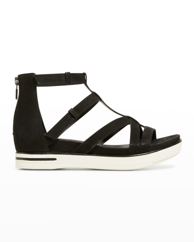 Shop Eileen Fisher Sola Leather Sporty Gladiator Sandals In Black
