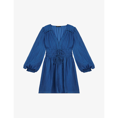 Shop Maje Rianna Chiffon Mini Dress In Bleus