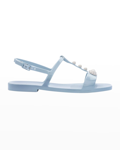 Shop Melissa X Jason Wu Beaded T-strap Slingback Sandals In Blue/white