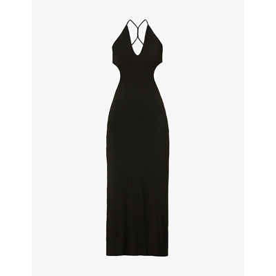 Shop Dion Lee Rope-strap Stretch-jersey Maxi Dress In Black