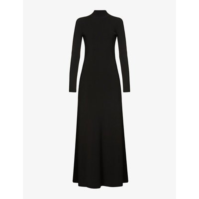 Shop Victoria Beckham Open-back Stretch-knit Maxi Dress In Black