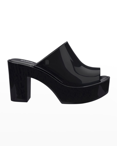 Shop Melissa Jelly Platform Mule Sandals In Black