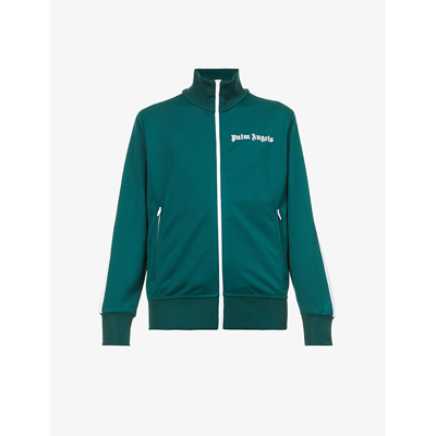 Shop Palm Angels Classic Logo-print Jersey Jacket In Green White