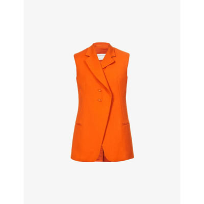 Shop Sportmax Biacco Sleeveless Cotton Jacket In Orange