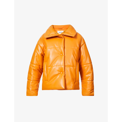 Shop Nanushka Hide Padded Vegan Faux-leather Puffer Jacket In Orange