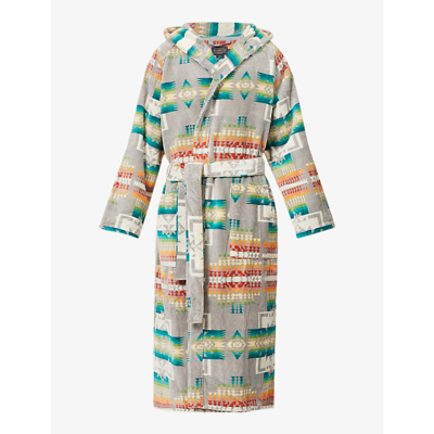 Shop Pendleton Pilot Rock Graphic-print Cotton Terry-toweling Robe In Chief Joseph-grey