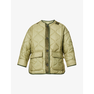 Shop The Frankie Shop Frankie Shop Women's Moss Green Teddy Quilted-shell Jacket