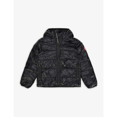 Shop Canada Goose Boys Black Kids Crofton Quilted Recycled-nylon Hooded Jacket 2-7 Years