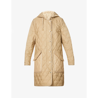 Shop Burberry Roxby Hooded Quilted-canvas Coat In Archive Beige