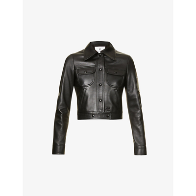 Shop Courrèges Logo-appliqué Leather Jacket In Black