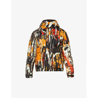 Shop Amiri Splatter Shell-down Puffer Jacket In Orange