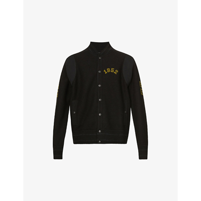 Shop Givenchy College Logo-embroidered Wool Bomber Jacket In Black