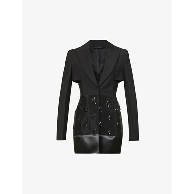 Shop Givenchy Cut-out Slim-fit Crepe Blazer In Black