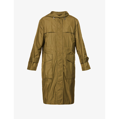 Shop Moncler Women's Green Hiengu Hooded Shell Coat