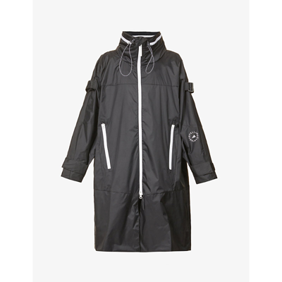 Shop Adidas By Stella Mccartney Logo-print Recycled-polyester Parka In Black